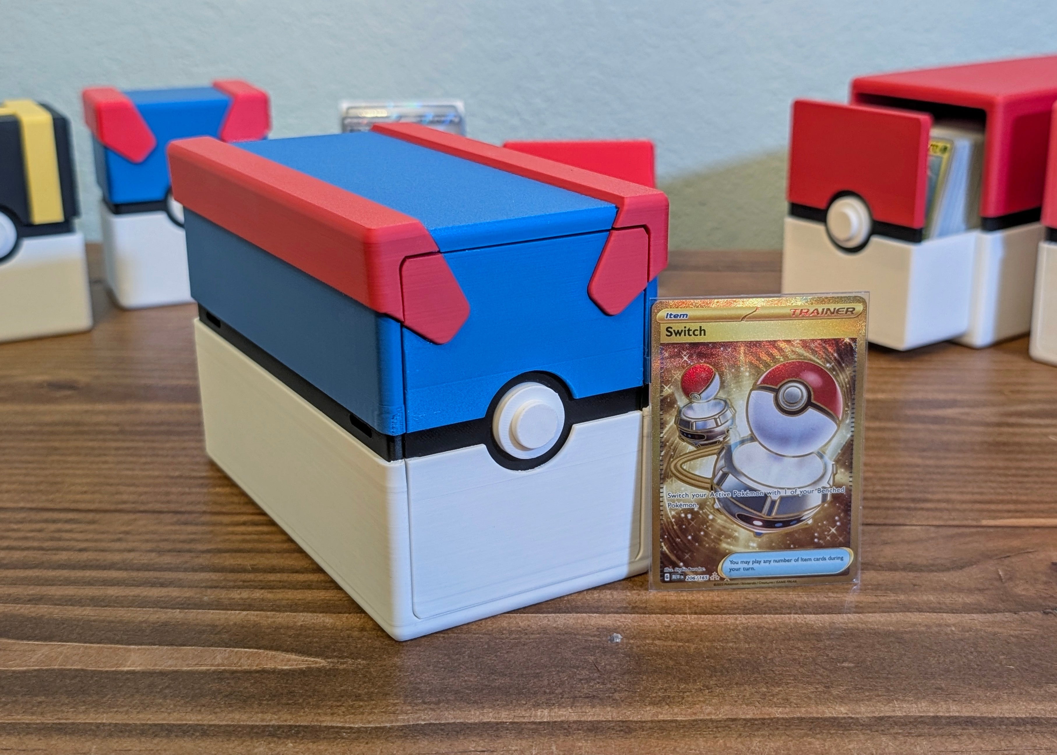 A front view of the Great Ball version of the Pokemon Card Storage.