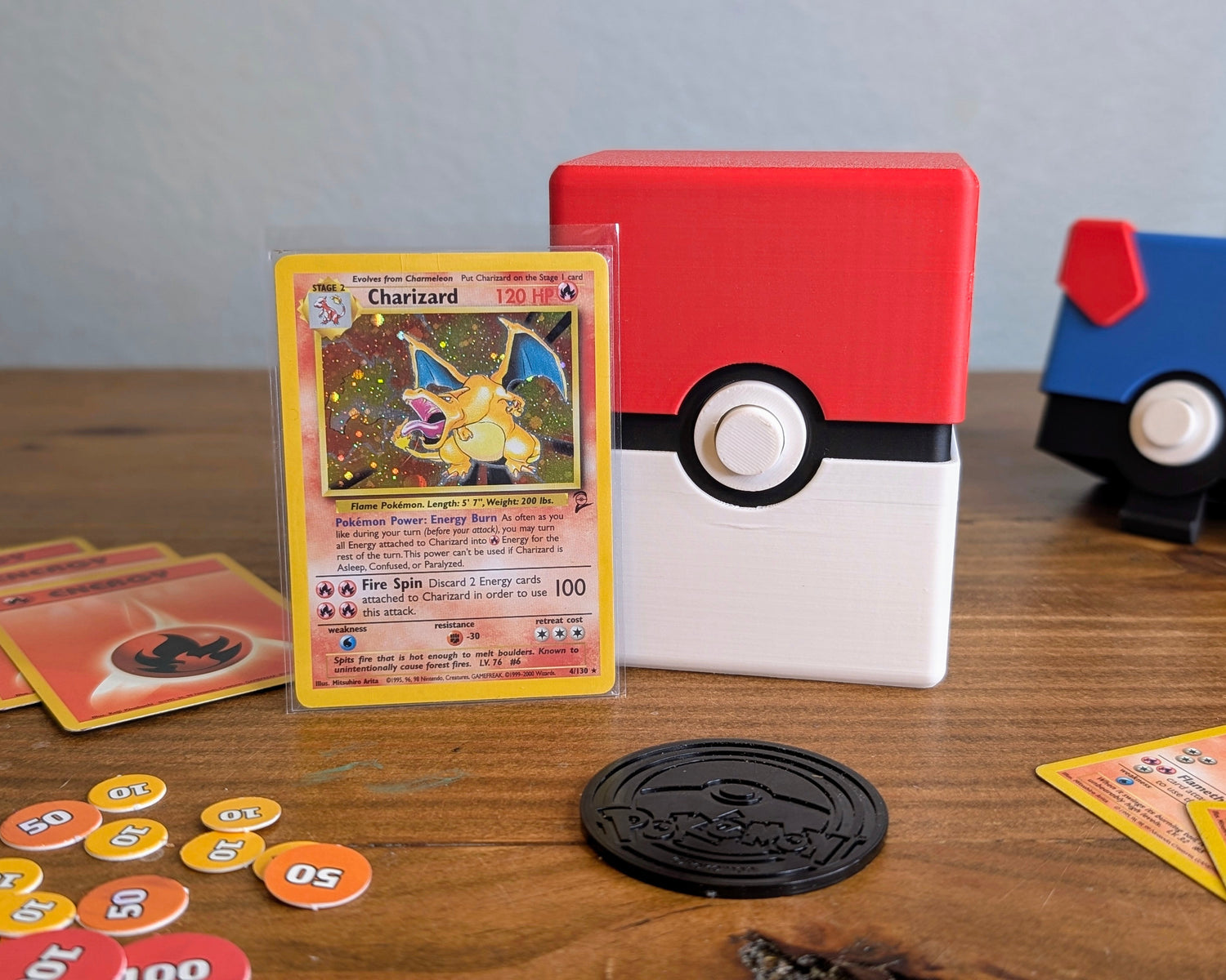 A front view of the Poke Ball version of the Pokemon Deck Box.